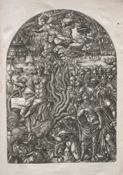 Apokalypsen: Skøgen Babylon, siddende på det syvhovedede udyr, 1546-1556.