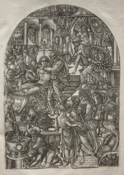 Apokalypsen: Sankt Johannes evangelistens martyrium, 1546-1556.