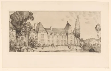 Udsigt over et slot på vandet Vue du château de Villaines