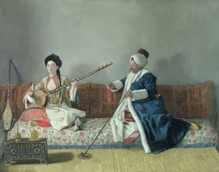 Monsieur Levett og Mademoiselle Helene Glavany i tyrkiske kostumer
