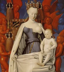 Den tronende Madonna med Kristusbarnet. Meluns ditykon, højre fløj. Omkring 1450