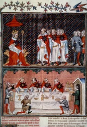 Stjerneordenens institution af Jean le Bon (1319-1364) og banket i 1352 Miniature fra "" Les grandes chronicles de France"" af Jean Fouquet (1420-1481) 1455-1460 Paris, B.N.