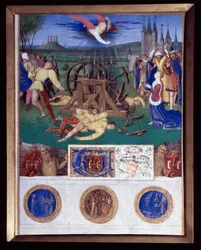 Katarina af Alexandrias martyrium Miniature fra "Etienne Chevalier