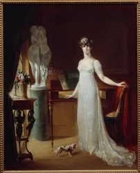 Portrait en pied af Pauline Bonaparte (1780-1825) poserer med Eros et Psyche Maleri af Jean Francois Bosio (1764-1827) Privatsamling fra det 19. århundrede