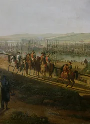 Napoleon Bonaparte (1769-1821) Besøger lejren i Boulogne i juli 1804, detalje af Napoleon og Flotillen, 1806