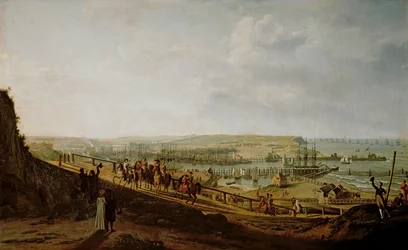 Napoleon I (1769-1821) besøgte lejren i Boulogne i juli 1804, 1806