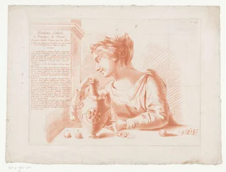 Titeltryk med kvinde og kande Kompositioner med dele af den menneskelige krop (serietitel) Huitième Cahier, Principes de Dessin (serietitel på objekt)