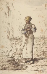 En kvinde brænder ukrudt, 1830-75