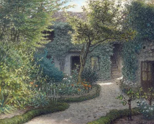 ""Theodore Rousseaus hus (1812-1867) i Barbizon"" (Theodore Rousseaus hus i Barbizon) Maleri af Jean Francois (Jean-Francois) Millet (1814-1875) Privat samling