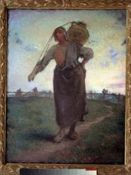 Mælkepige fra Normandiet til Greville. Maleri af Jean Francois Millet (1814-1875)