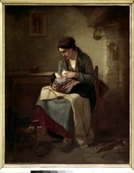 Bondeammende Maleri af Jean Francois Millet (1814-1875) 1845 søn. 0,81x0,54 m Paris, Musée du Louvre.