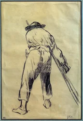 The Reaper Drawing Preparation af Jean Francois Millet (1814-1875) Paris fra det 19. århundrede, Louvre-museet