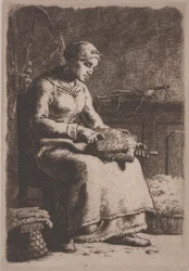 The Wool Carder, ca. 1856 (ætsning)