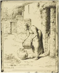 Kvinde tømmer en spand