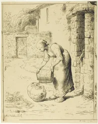 Kvinde tømmer en spand