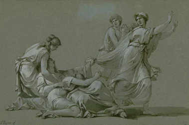 De unge mænd og jomfruer i Athen, der skulle ofres som ofre til Minotaur, ca. 1778.