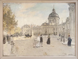 Institut de France i Paris omkring 1898, Maleri af Jean Francois Raffaelli (1850-1924). Fotografi, KIM Youngtae, Paris, Musee Carnavalet.