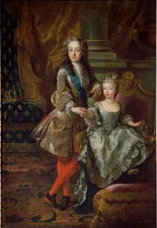 Portræt af kong Ludvig XV (1710-1774) og hans forlovede Marie Anne Victoire af Spanien (1718-1781), datter af Filip V af Spanien Maleri af Jean Francois De Troy (1679-1752) Omkring 1724 Firenze, Palazzo Pitti