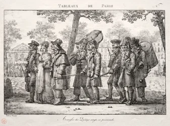 Scener fra Paris: Blinde mænd fra Quinze Vingts, Walking