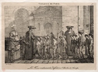 Scener fra Paris: Brødrene dirigerer børnene til St. Nicholas of the Fields