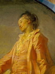 Detalje af "" Begyndelsen af modellen"" En ung genert model turde være. Maleri af Jean Honore Fragonard (1732-1806). Paris. Jacquemart Andre Museum