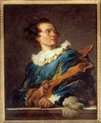 Fantasyfigur: portræt af Abbe Richard de Saint-Non (eller Saint-Non) (1727-1791), mecene, intellektuel og humanist af Siecle des Lumieres-maleriet af Jean Honore Fragonard (1732-1806) Søn. 0,8x0,65 m - Fancy figur: portræt af abbeden Richard de