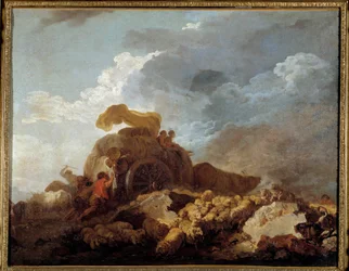 Stormen eller den fastkørte vogn Maleri af Jean Honore Fragonard (1732-1806) 1700-tallet