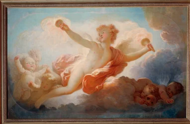 Love Kissing the Universe Maleri af Jean Honore Fragonard (1732-1806). Toulon fra det 18. århundrede, Musee des Beaux Arts