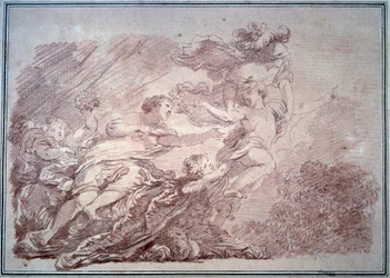 Minerve river en ung prins fra volupte Sanguine af Jean Honore Fragonard (1732-1806) 1774 Besancon, Musee des Beaux Arts