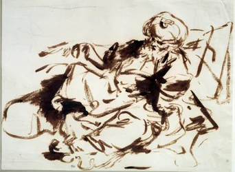 Pasha-maleriet i vask af Jean Honore Fragonard (1732-1806). 1700-tallet. Sol 0,24x0,33 m