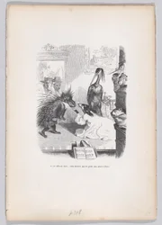 Ved denne frygtelige historie kaster Zemire sig for Azors fødder fra Scener fra ..., ca. 1837-47.