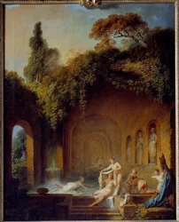 Nymfernes bad Maleri af Jean Jacques Francois Barbier l