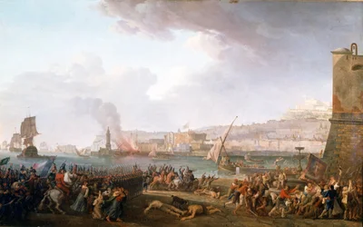 Indtræden af den franske hær under kommando af general Championet i Napoli, 21/01/1799. Maleri af Taurel Jean Jacques François (1757 - 1832). 1799. Slotte i Versailles og Trianon.