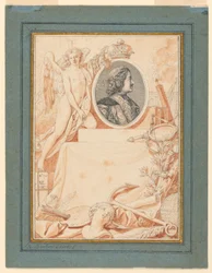 Tegning, forsidebillede til en historie om Peter den Store, ca. 1780