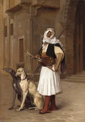 Anaute med to whippethunde, 1867