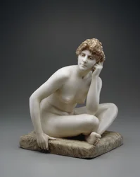 Siddende kvinde, ca. 1890/95 (marmor med original voks og polychromy)
