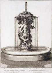 Springvand med tre tritoner ved Versailles, efter Pierre le Gros, 1673