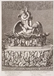 Springvand med to amoriner og en svane, designet af Jean-Baptiste Tuby, i Versailles, 1677