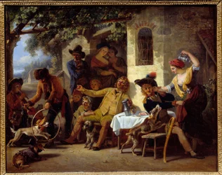 Saltims foran en kro Maleri af Jean Louis Demarne (1744-1829) 1823 Grenoble, Musee des Beaux Arts