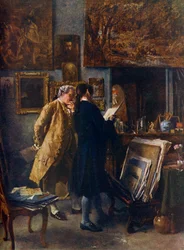 En kunstner der viser sit værk, c1850, 1912.