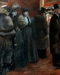 En teaterfoyer, slutningen af det 19. eller begyndelsen af det 20. århundrede.