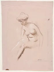 Siddende nøgen, fjerde kvartal 1800-tallet eller første tredjedel 1900-tallet.