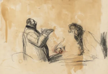 Skitse til In the Hospital verso, fjerde kvartal 1800-tallet eller første tredje 1900-tallet.