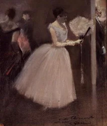 Kvinde i hvidt med vifte, ca.1884