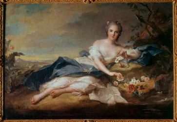 Portræt af Madame Henriette af Frankrig (1727-1752) i Flore, datter af Ludvig XV. Maleri af Jean Marc (Jean-Marc) Nattier (1685-1766) 1742 Søn 0,96x1,51 m