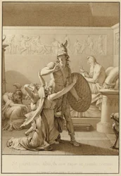 Creusa bønfalder Aeneas, da han drager i krig