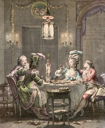 Le supper fin - gravering af Moreau Jean Michel, le Jeune (1741-1814) - gourmet-nadveren, graveret af Isidore Stanislas Helman (1743-1809) 1781 efter Moreau, Jean Michel den yngre (1741-1814)