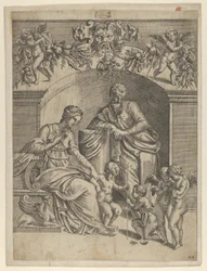 Jomfruen med Jesusbarnet tilbedt af St. John, 1543.