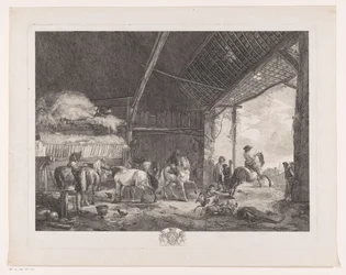 Figurer og heste i posthusets stald L