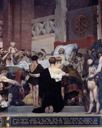 Saint Genevieves død, protektor for byen Paris Vægmaleri af Jean Paul Laurens (1838-1921) Paris, Pantheon